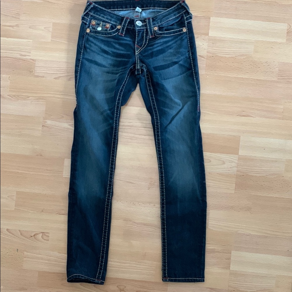 True Religion Skinny Jeans with Stretch and Faded Wash